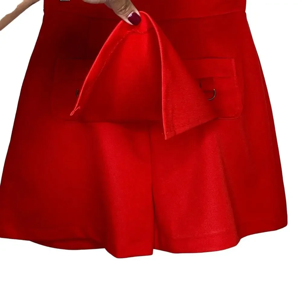 1970s Vintage Sears Perma Prest Red High Rise Sailor Mini Skirt Skort Medium